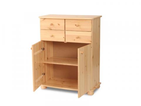 Anikó 4 kis fiókos, 2 ajtós komód, Kategória:Fenyő komódok és éjjeliszekrények, Szélesség:45cm Hosszúság:85cm Magasság:110cm