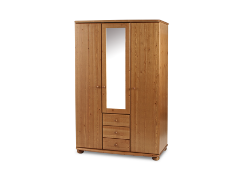 Claudia 3ajtós, 3 fiókos, középen tükrös nagyszekrény, Kategória:Fenyő szekrények, Szélesség:62cm Hosszúság:120cm Magasság:180cm