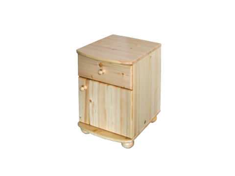 Claudia éjjeliszekrény 1 ajtós fiókos, Kategória:Fenyő komódok és éjjeliszekrények, Szélesség:45cm Hosszúság:40cm Magasság:60cm