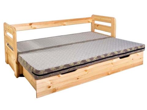 Lilla natúr fenyő kanapéágy, Kategória:Kanapéágyak, Szélesség:200cm Hosszúság:80cm Magasság:74cm