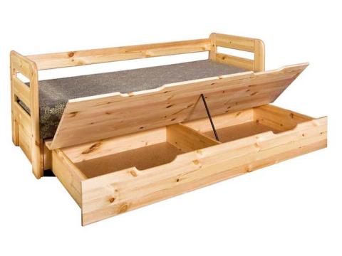 Lilla natúr fenyő kanapéágy, Kategória:Kanapéágyak, Szélesség:200cm Hosszúság:80cm Magasság:74cm