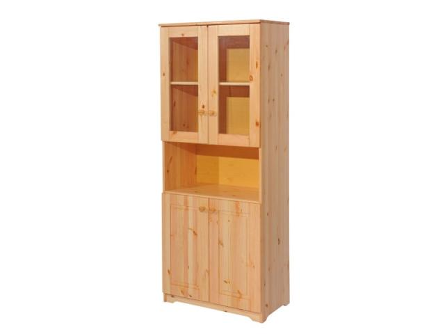 Balázs 2 ajtós nyitott üveges szekrény, Kategória:Fenyő szekrények, Szélesség:74cm Hosszúság:40cm Magasság:186cm