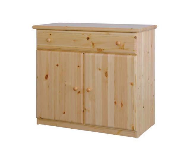 Csanád 2 ajtó + 1 fiók széles natúr fenyő komód, Kategória:Fenyő komódok és éjjeliszekrények, Szélesség:102cm Hosszúság:49cm Magasság:90cm