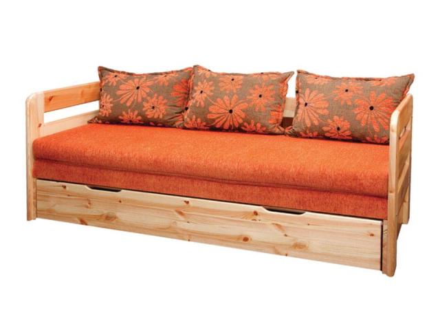 Lilla natúr fenyő kanapéágy, Kategória:Kanapéágyak, Szélesség:200cm Hosszúság:80cm Magasság:74cm