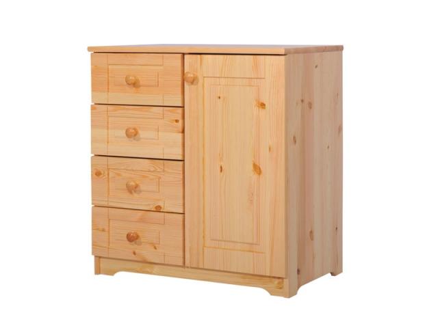 Réka 1 ajtós 4 fiókos komód, Kategória:Fenyő komódok és éjjeliszekrények, Szélesség:74cm Hosszúság:40cm Magasság:77cm
